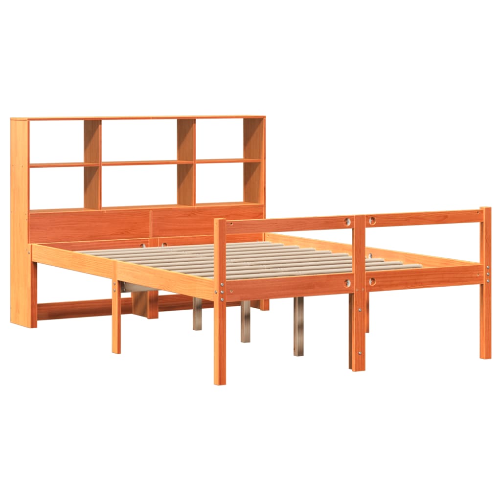 seng med reol uden madras 140x200 cm massivt træ gyldenbrun
