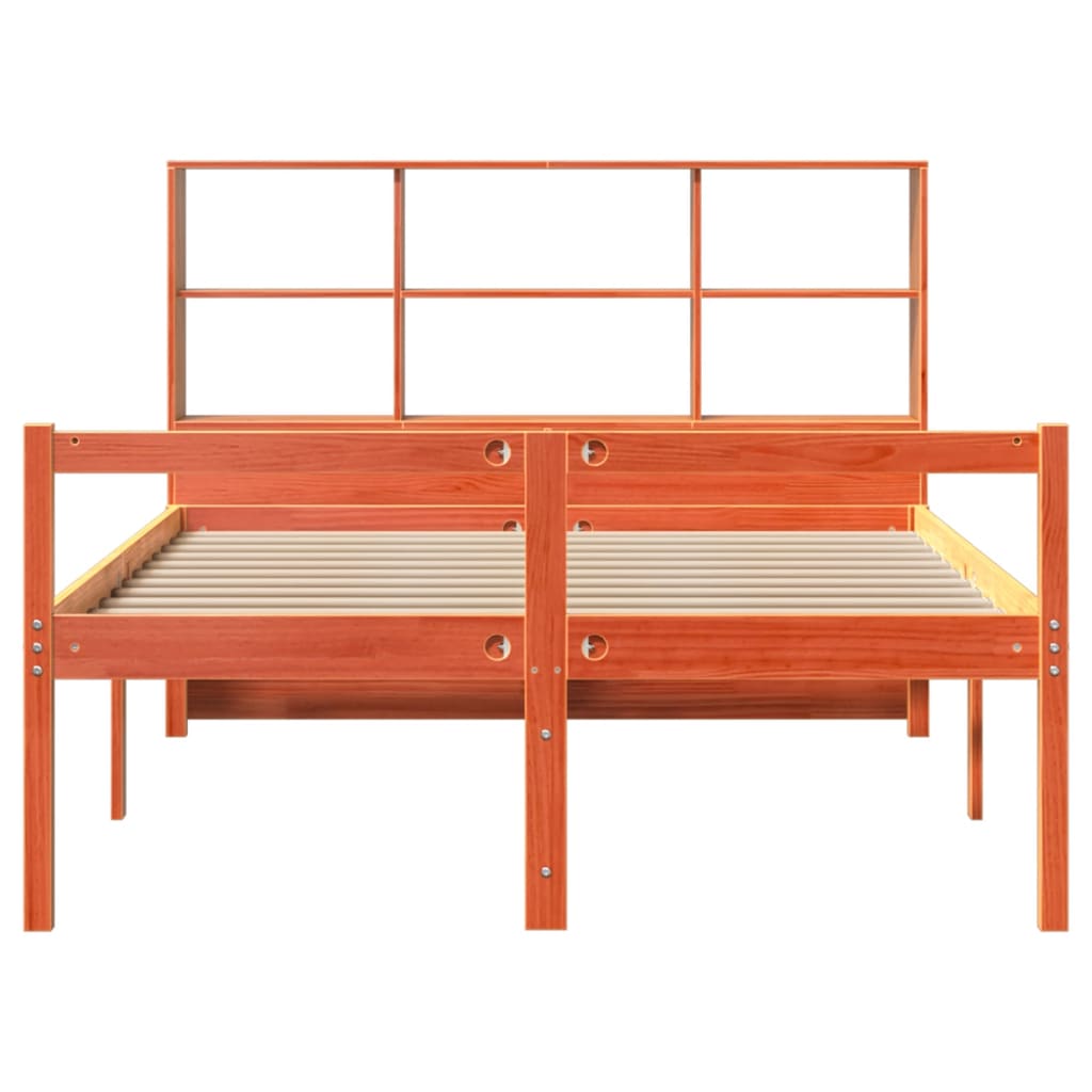 seng med reol uden madras 140x200 cm massivt træ gyldenbrun
