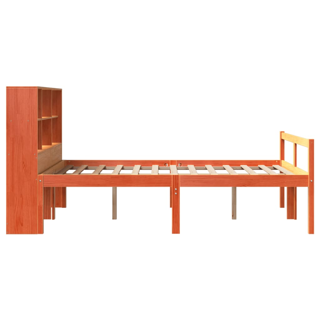 seng med reol uden madras 140x200 cm massivt træ gyldenbrun