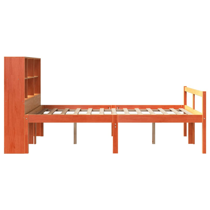 seng med reol uden madras 140x200 cm massivt træ gyldenbrun