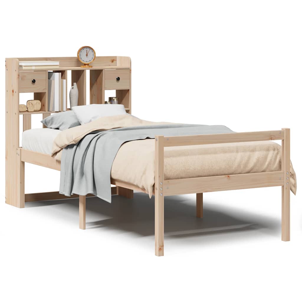 seng med reol uden madras 75x190 cm massivt fyrretræ