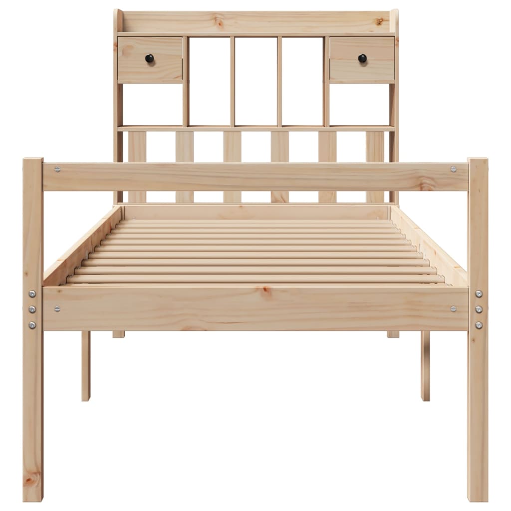 seng med reol uden madras 75x190 cm massivt fyrretræ