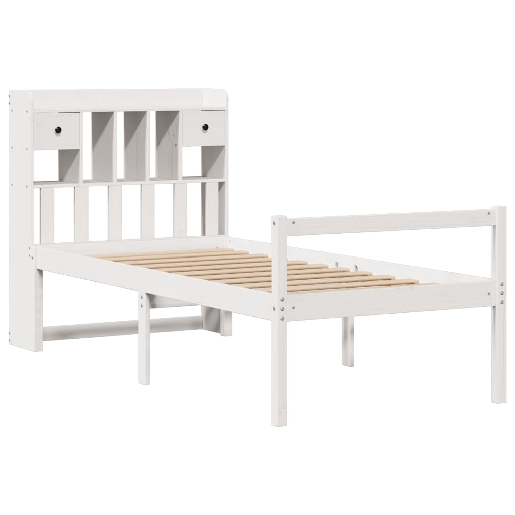seng med reol uden madras 75x190 cm massivt fyrretræ hvid