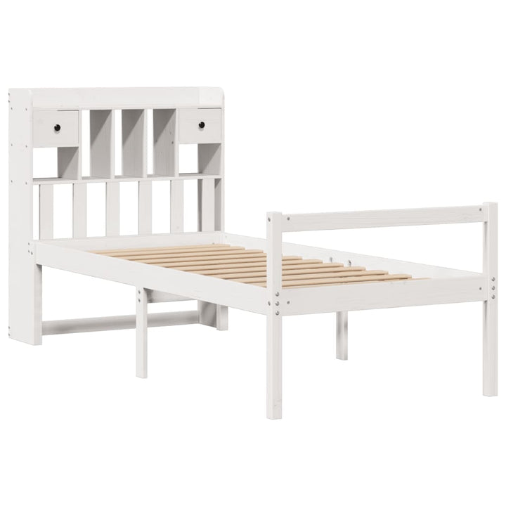 seng med reol uden madras 75x190 cm massivt fyrretræ hvid