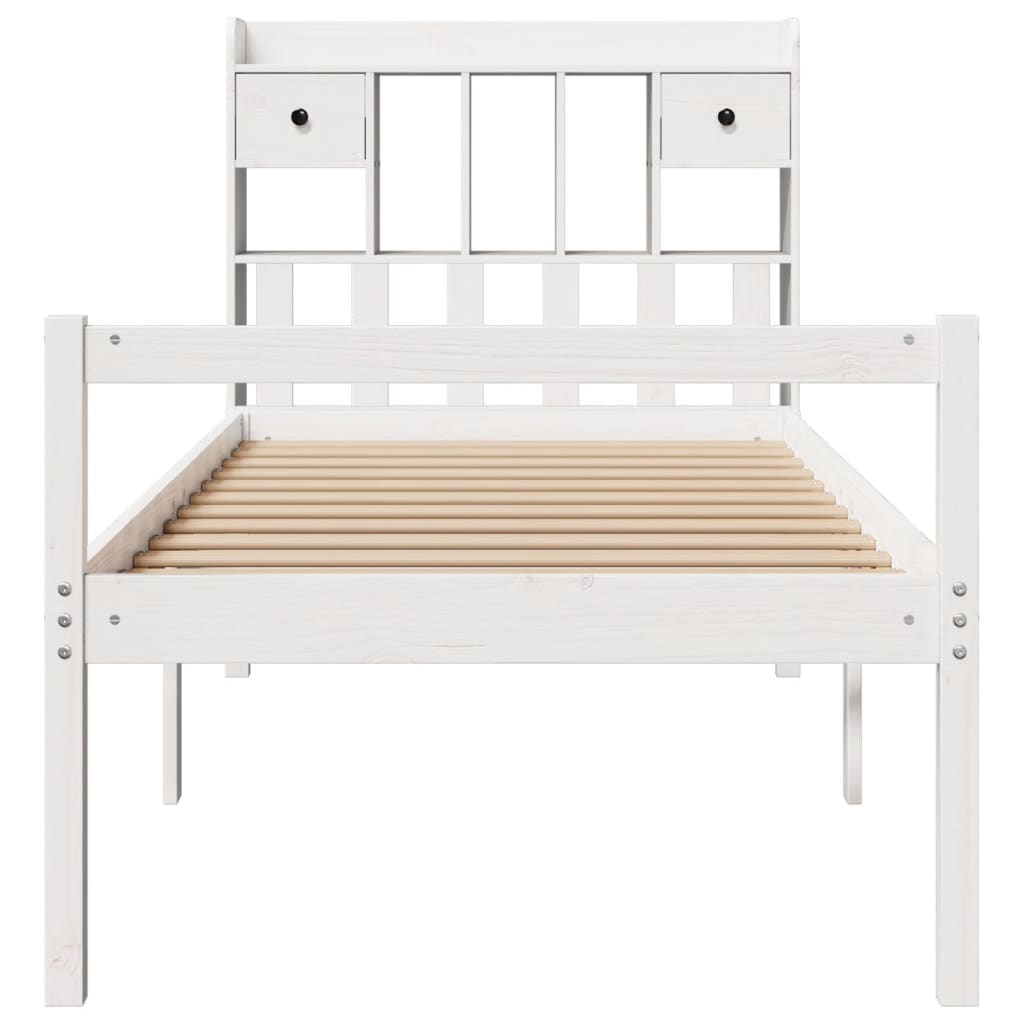 seng med reol uden madras 75x190 cm massivt fyrretræ hvid