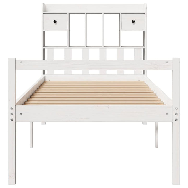seng med reol uden madras 75x190 cm massivt fyrretræ hvid