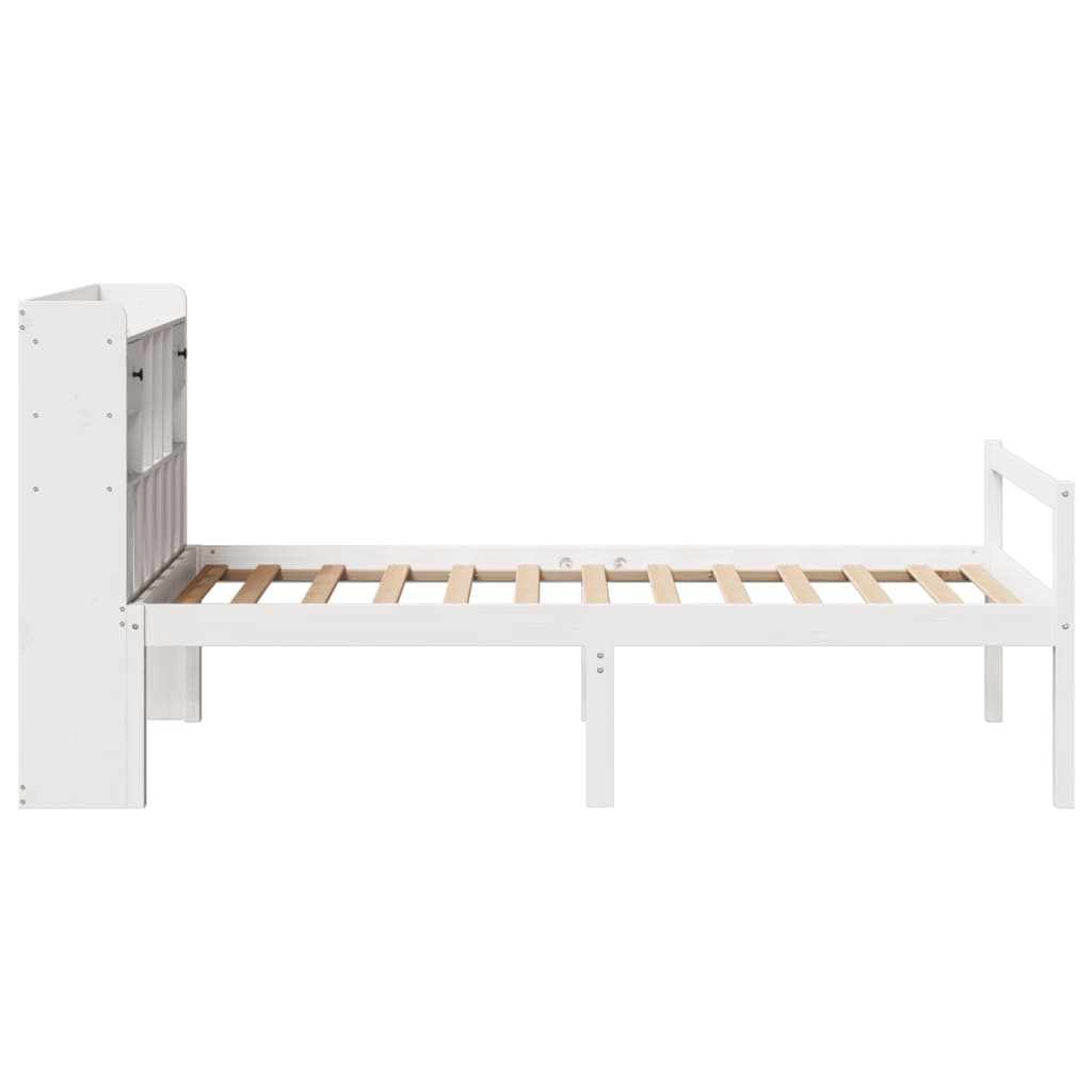 seng med reol uden madras 75x190 cm massivt fyrretræ hvid