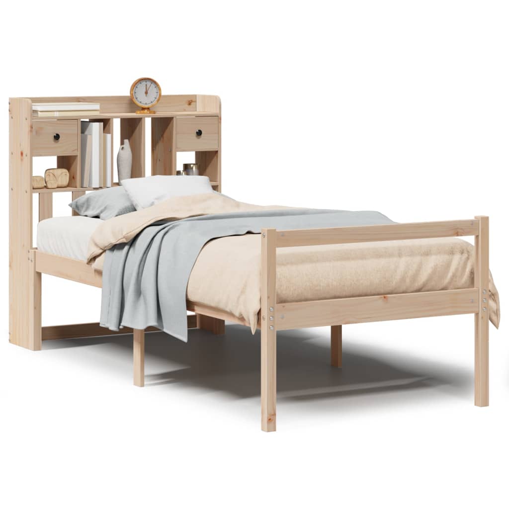 seng med reol uden madras 90x190 cm massivt fyrretræ