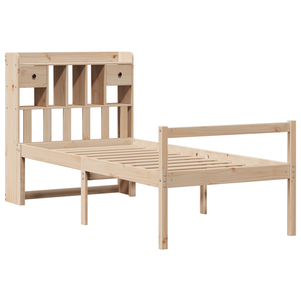 seng med reol uden madras 90x190 cm massivt fyrretræ
