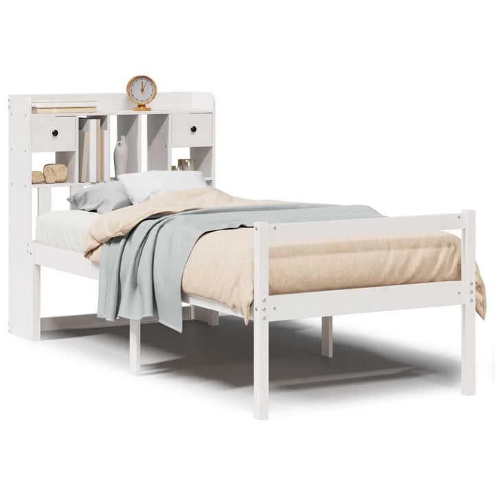 seng med reol uden madras 90x190 cm massivt fyrretræ hvid
