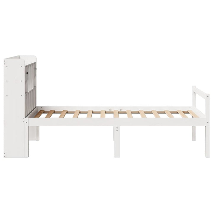 seng med reol uden madras 90x190 cm massivt fyrretræ hvid