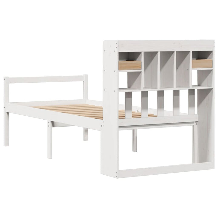 seng med reol uden madras 90x190 cm massivt fyrretræ hvid