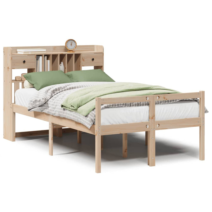 seng med reol uden madras 135x190 cm massivt fyrretræ