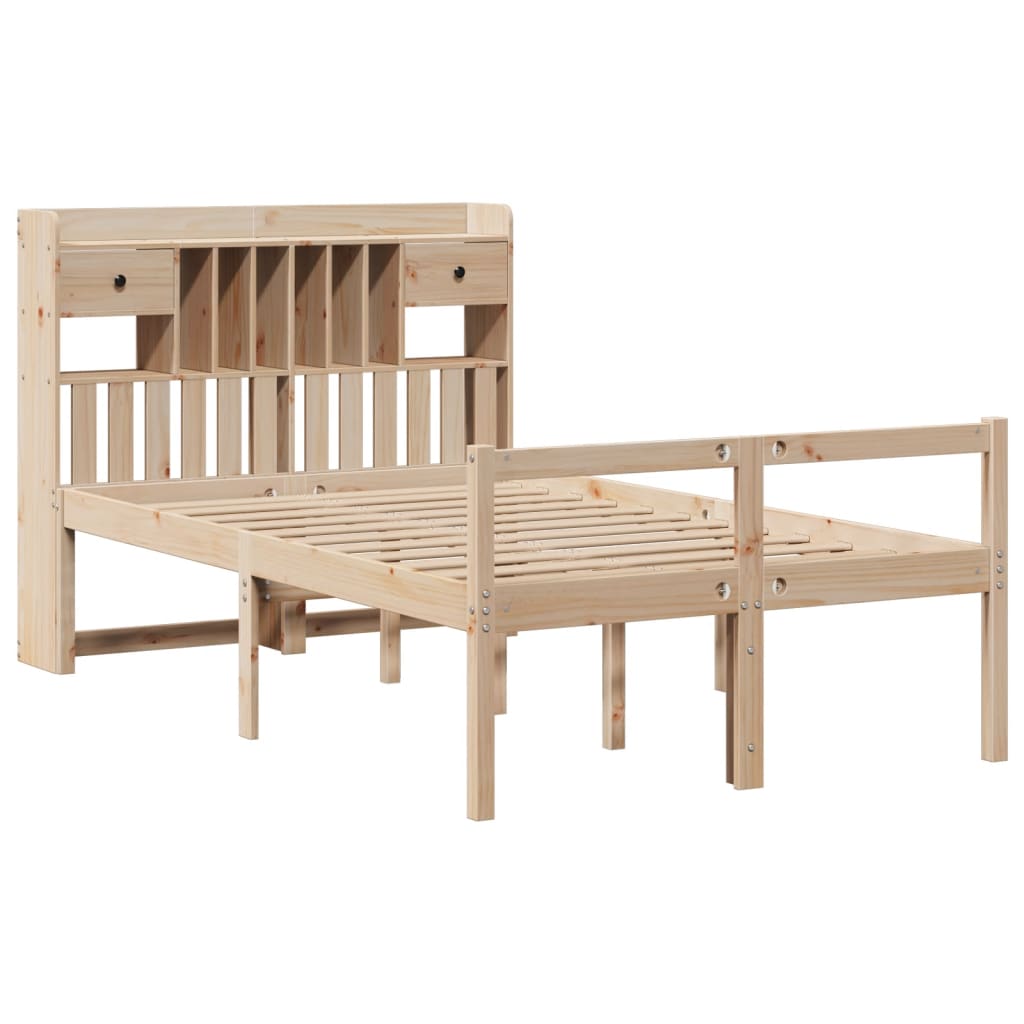 seng med reol uden madras 135x190 cm massivt fyrretræ
