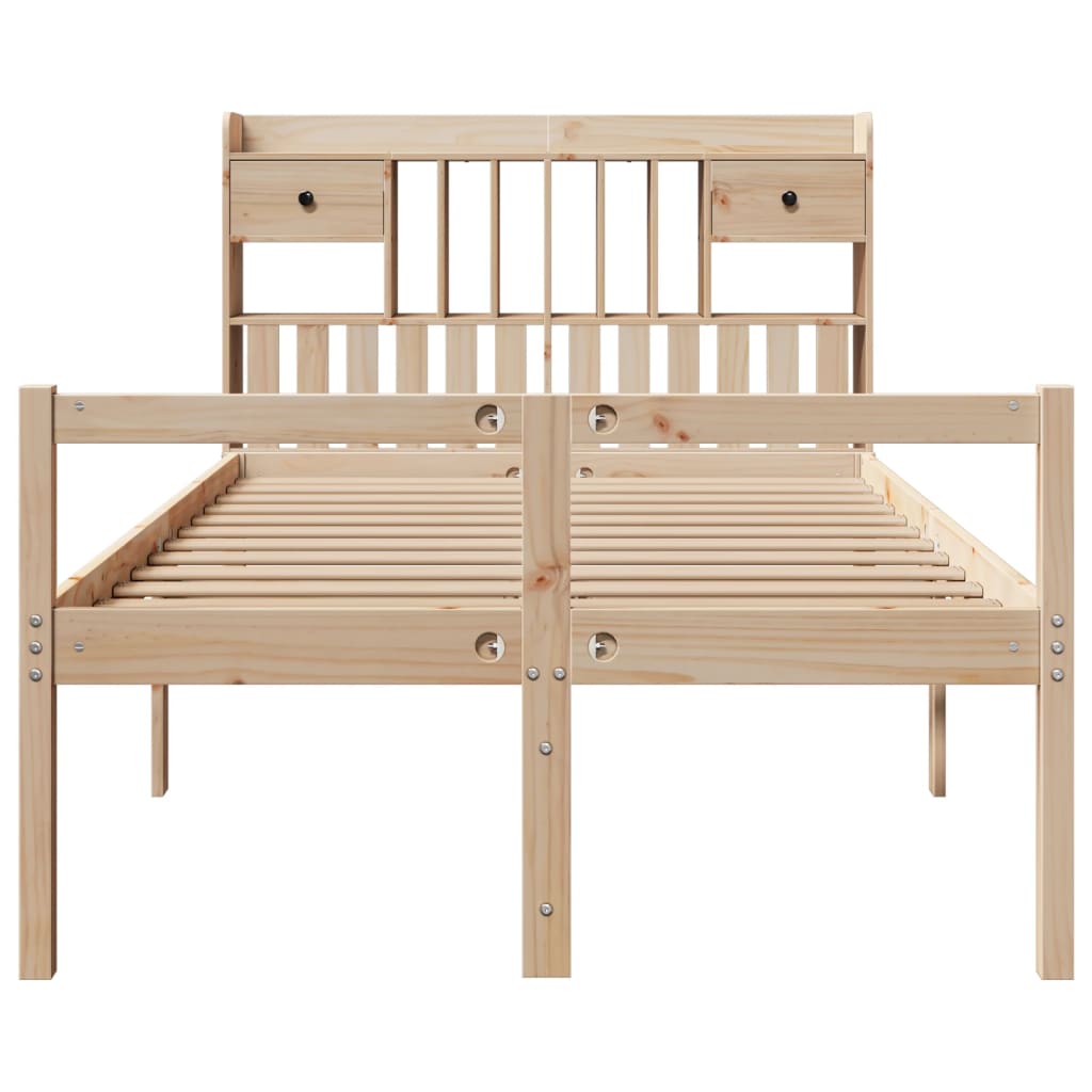 seng med reol uden madras 135x190 cm massivt fyrretræ