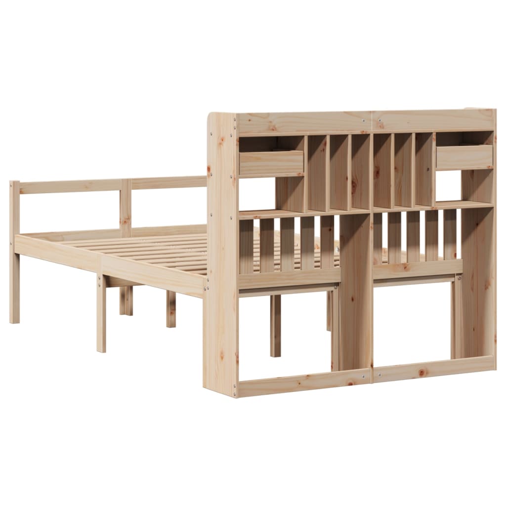 seng med reol uden madras 135x190 cm massivt fyrretræ