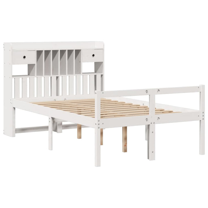 seng med reol uden madras 135x190 cm massivt fyrretræ hvid