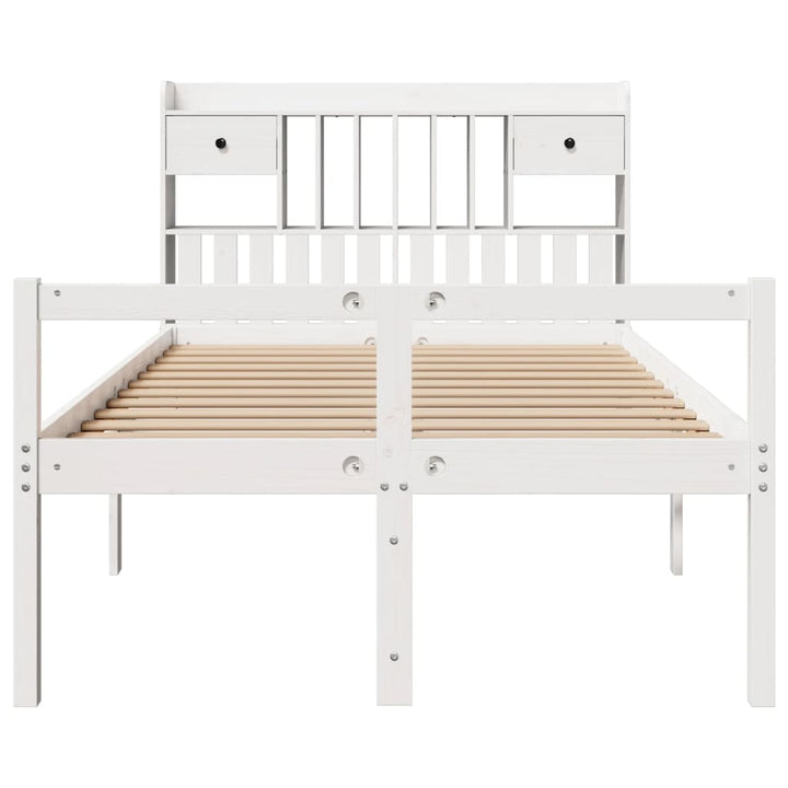 seng med reol uden madras 135x190 cm massivt fyrretræ hvid