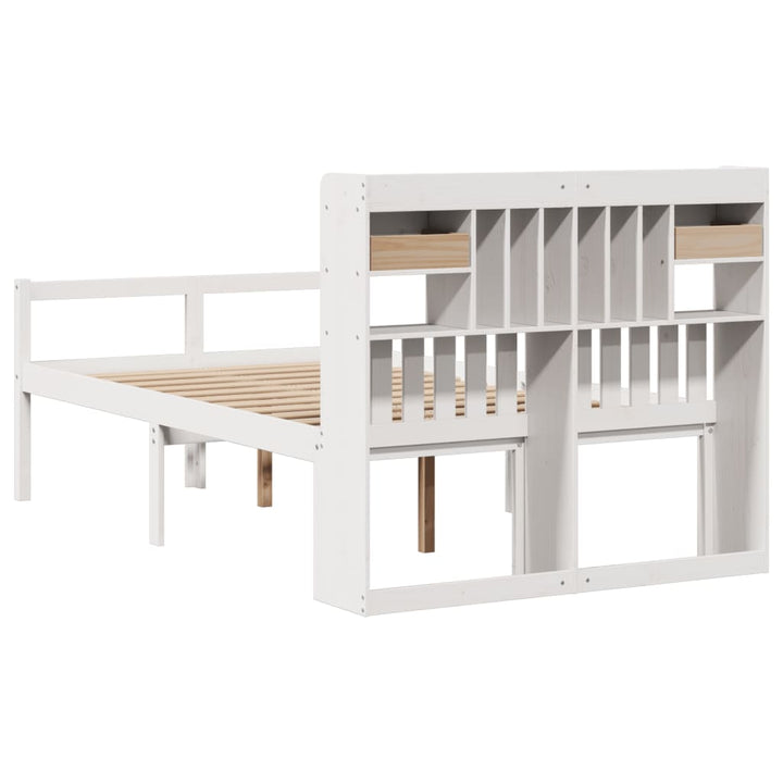 seng med reol uden madras 135x190 cm massivt fyrretræ hvid