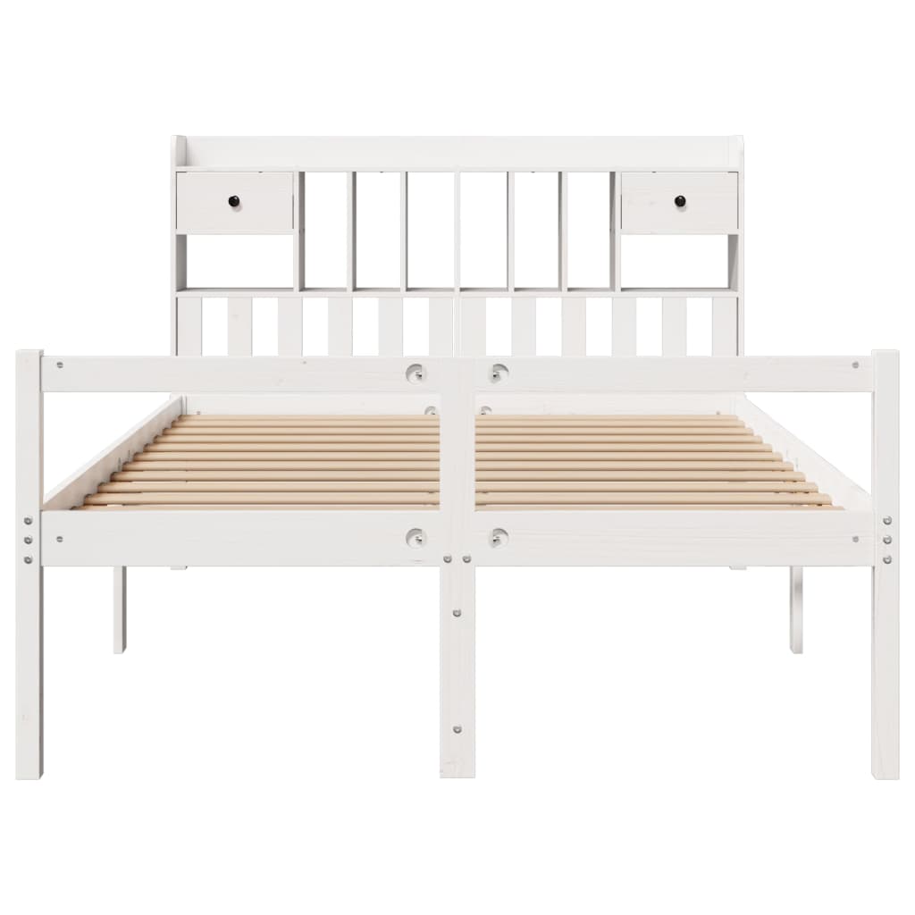 seng med reol uden madras 140x190 cm massivt fyrretræ hvid