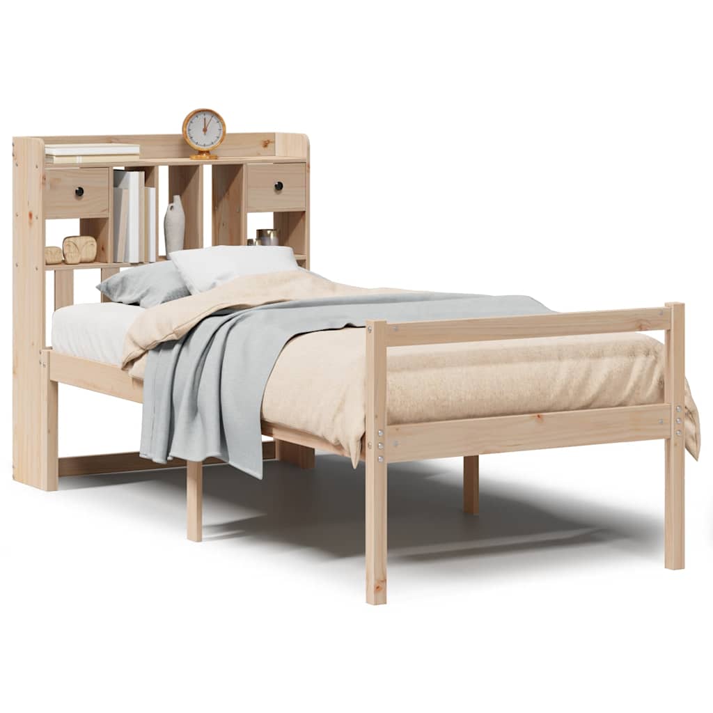 seng med reol uden madras 90x200 cm massivt fyrretræ