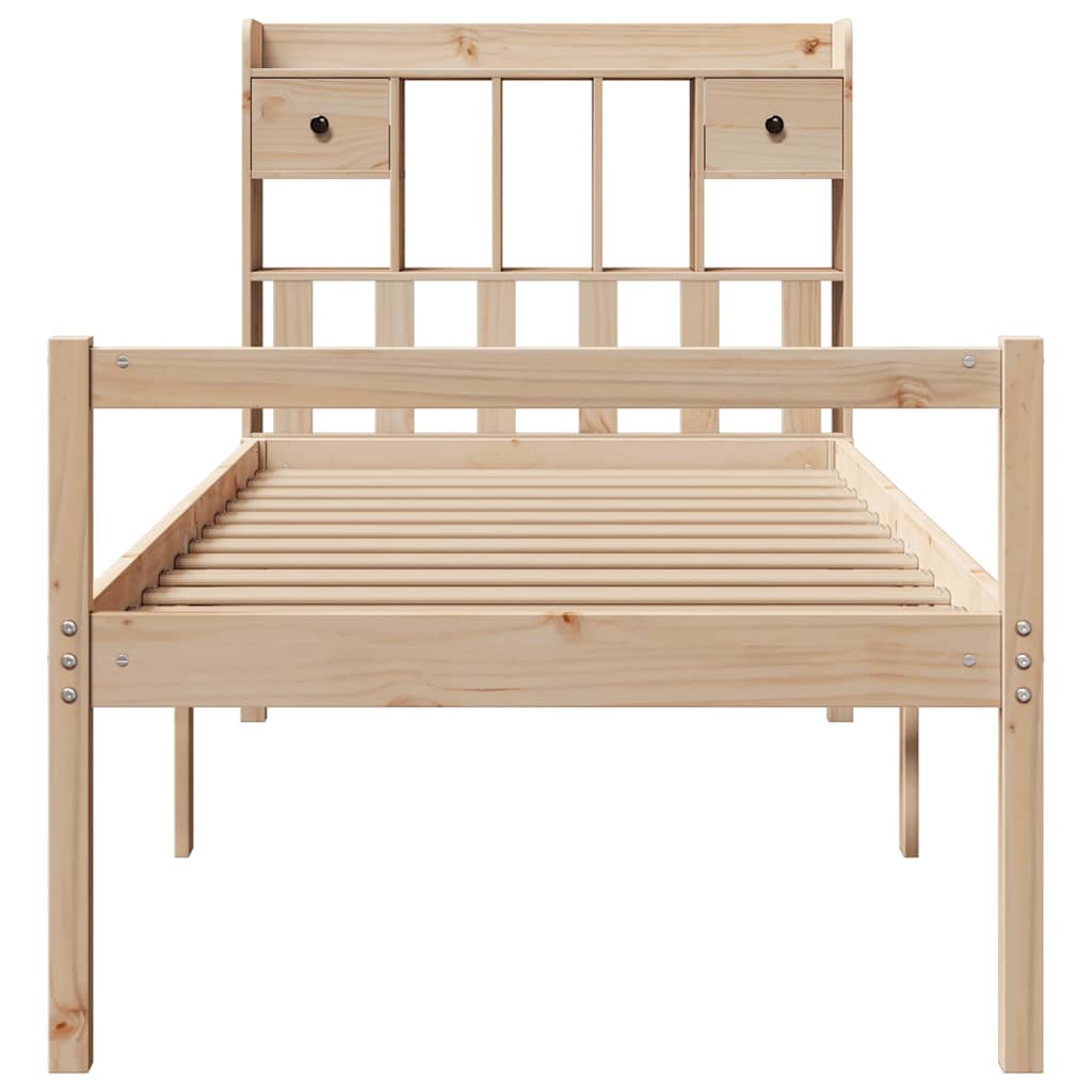 seng med reol uden madras 90x200 cm massivt fyrretræ