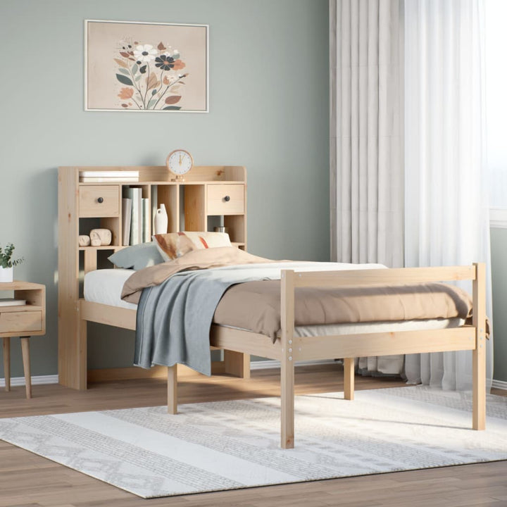 seng med reol uden madras 90x200 cm massivt fyrretræ