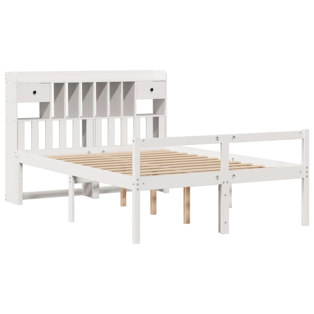 seng med reol uden madras 140x200 cm massivt fyrretræ hvid