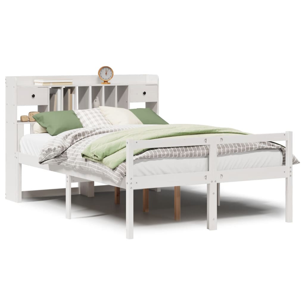 seng med reol uden madras 150x200 cm massivt fyrretræ hvid