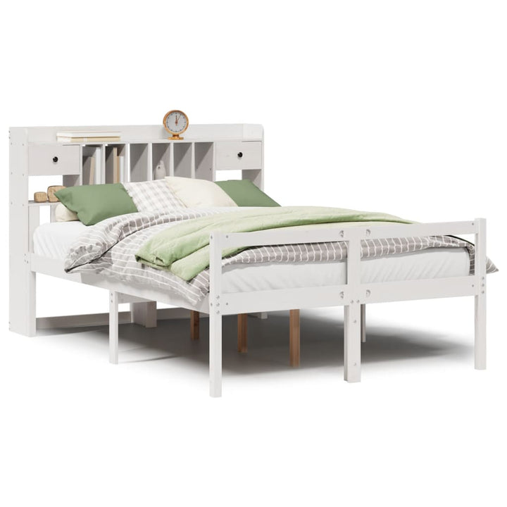 seng med reol uden madras 150x200 cm massivt fyrretræ hvid