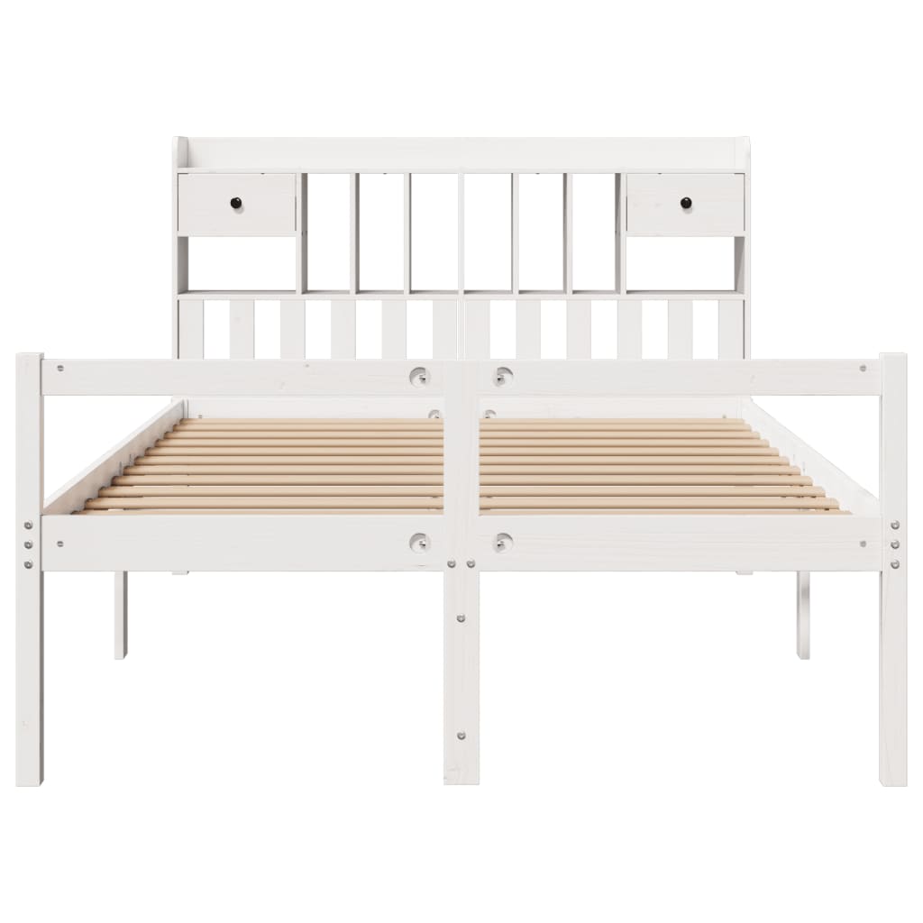 seng med reol uden madras 150x200 cm massivt fyrretræ hvid