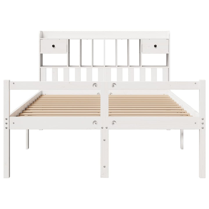 seng med reol uden madras 150x200 cm massivt fyrretræ hvid