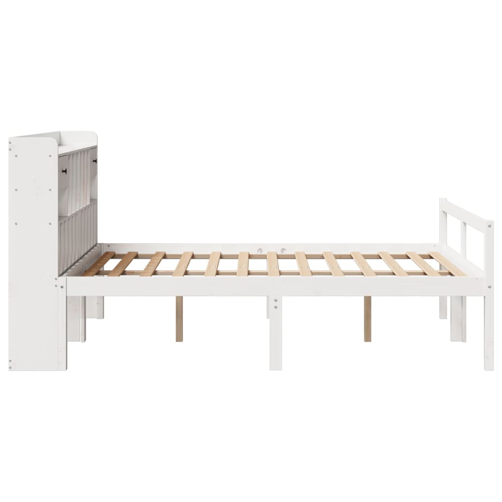 seng med reol uden madras 150x200 cm massivt fyrretræ hvid