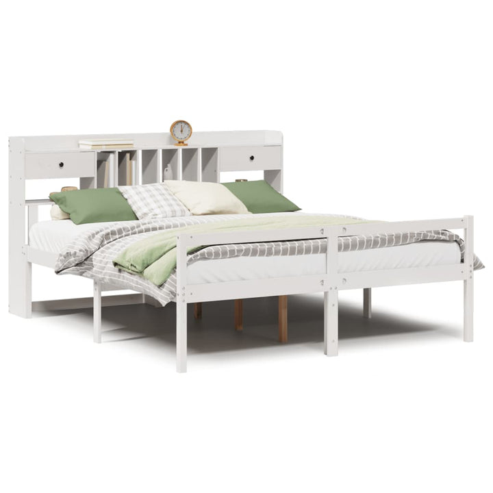 seng med reol uden madras 180x200 cm massivt fyrretræ hvid