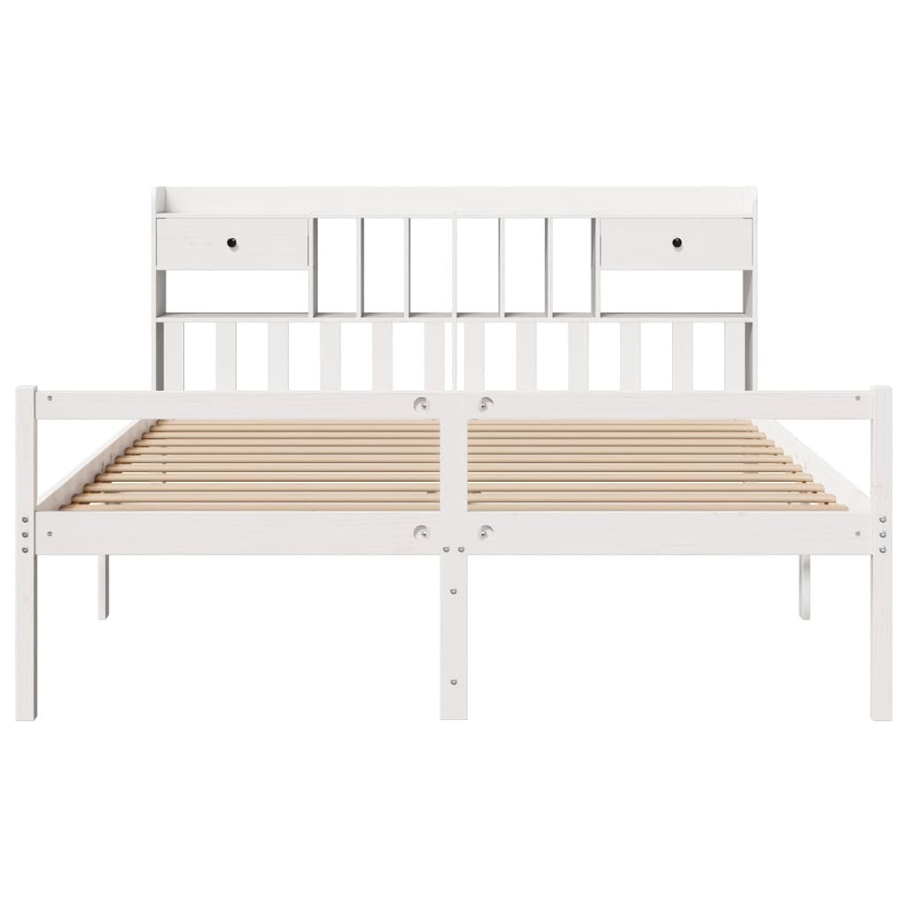 seng med reol uden madras 180x200 cm massivt fyrretræ hvid