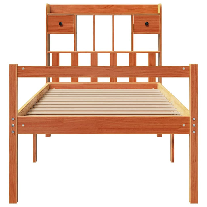 seng med reol uden madras 75x190 cm massivt fyrretræ gyldenbrun