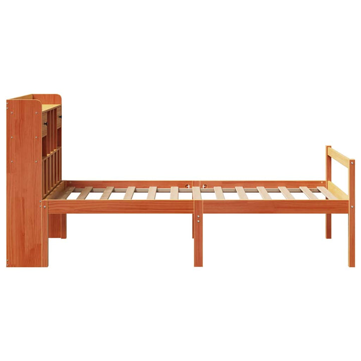 seng med reol uden madras 75x190 cm massivt fyrretræ gyldenbrun