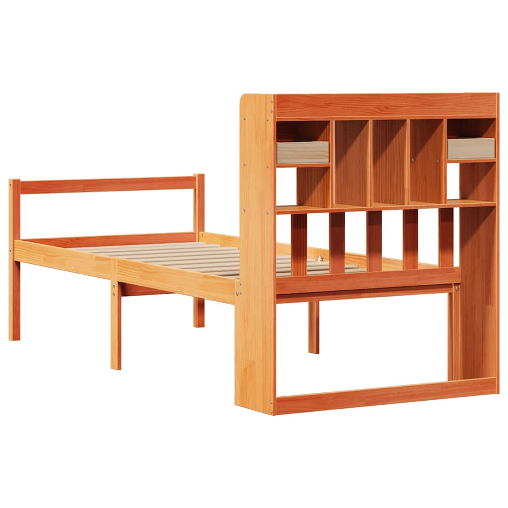 seng med reol uden madras 75x190 cm massivt fyrretræ gyldenbrun