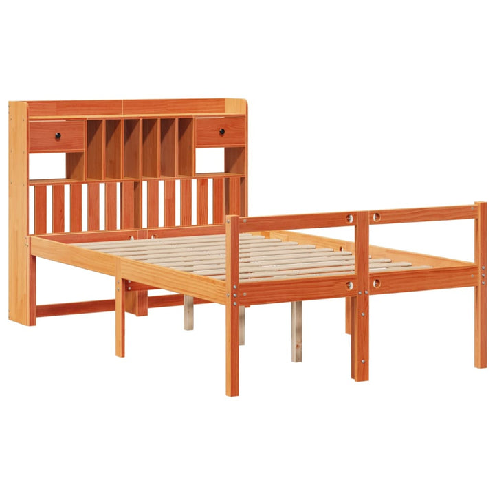 seng med reol uden madras 135x190cm massivt fyrretræ gyldenbrun