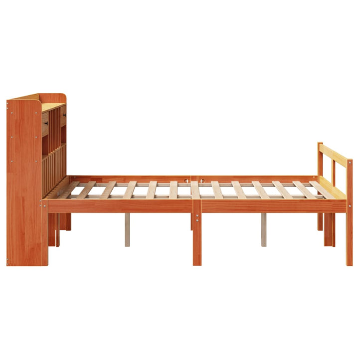 seng med reol uden madras 135x190cm massivt fyrretræ gyldenbrun
