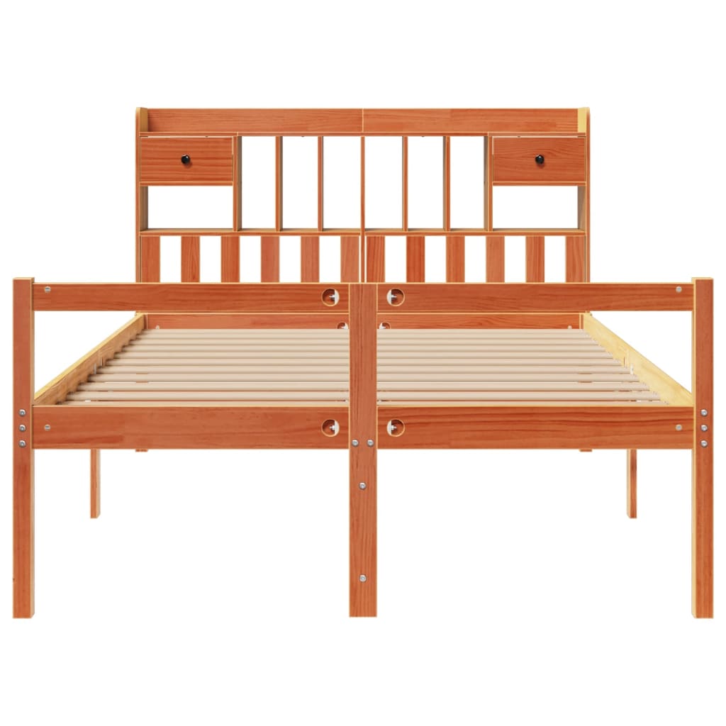 seng med reol uden madras 140x190cm massivt fyrretræ gyldenbrun