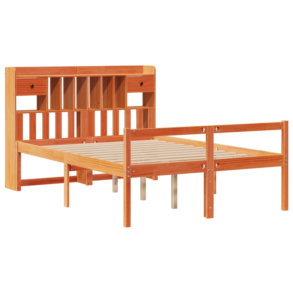 seng med reol uden madras 140x200cm massivt fyrretræ gyldenbrun