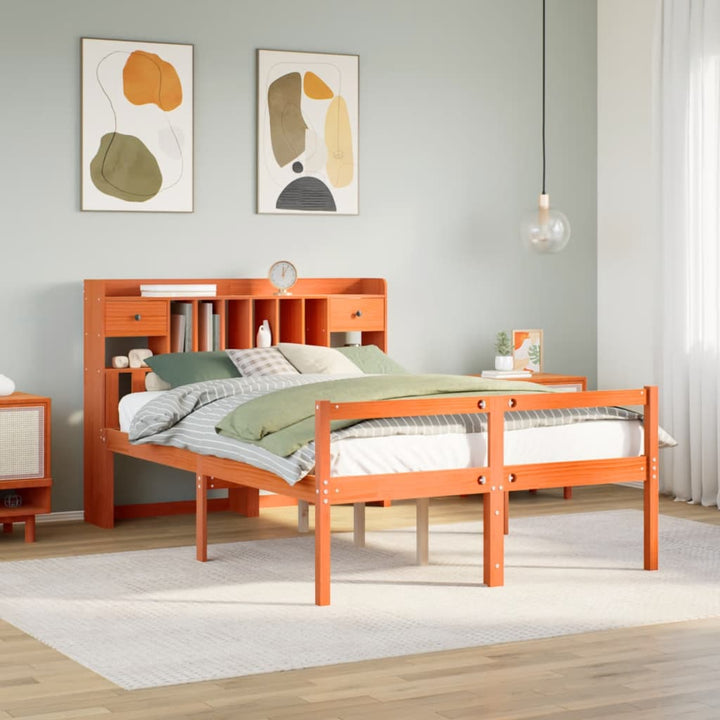 seng med reol uden madras 150x200cm massivt fyrretræ gyldenbrun