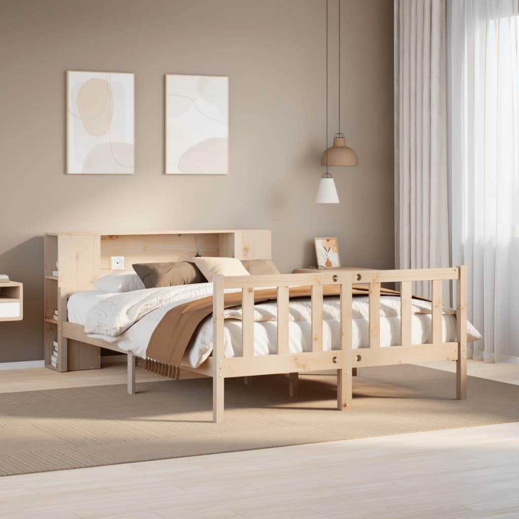 seng med reol uden madras 160x200 cm massivt fyrretræ