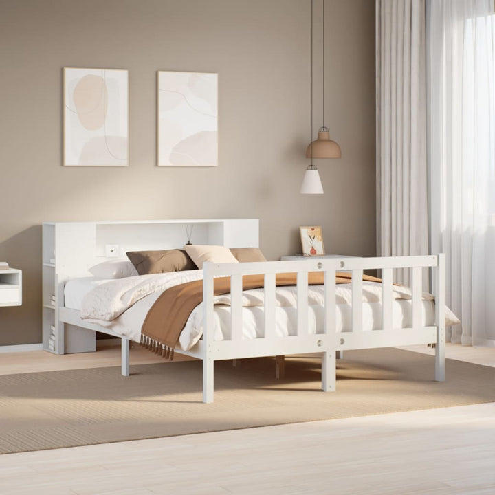 seng med reol uden madras 160x200 cm massivt fyrretræ hvid