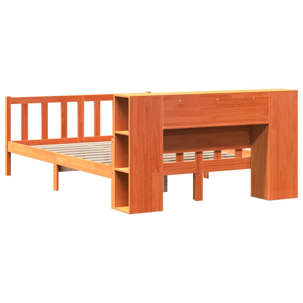 seng med reol uden madras 150x200 cm massivt træ gyldenbrun