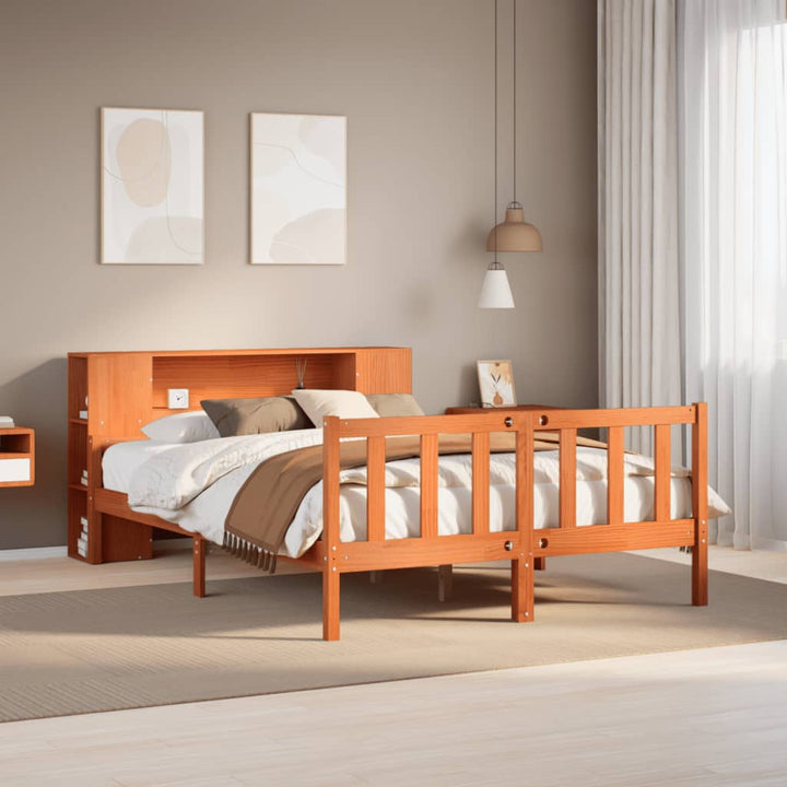 seng med reol uden madras 150x200 cm massivt træ gyldenbrun