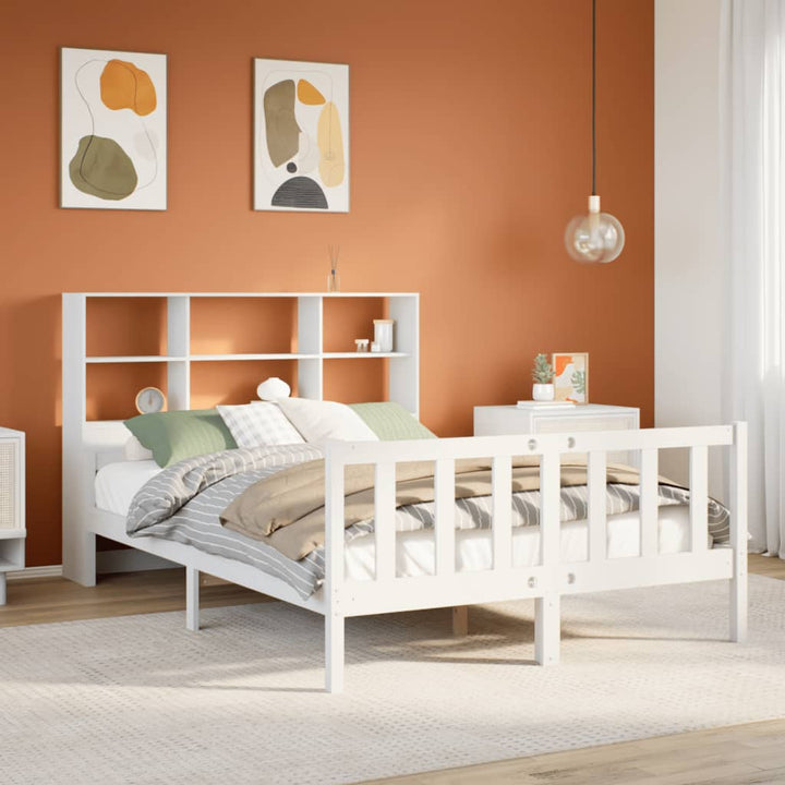 seng med reol uden madras 160x200 cm massivt fyrretræ hvid
