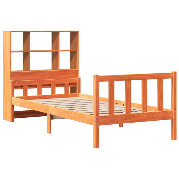 seng med reol uden madras 75x190 cm massivt træ gyldenbrun