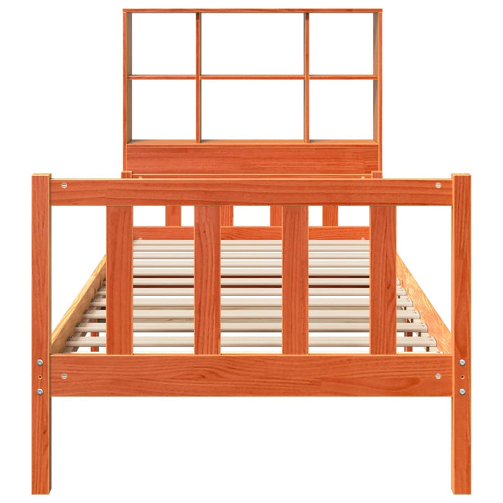 seng med reol uden madras 75x190 cm massivt træ gyldenbrun